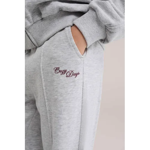 WE Fashion wide leg sweatpant joggingbroek grijs melange, foto 5