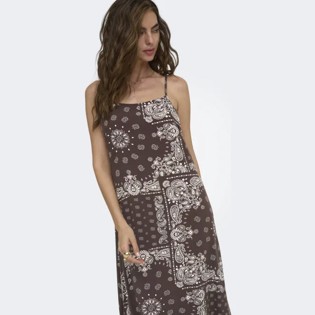 Only AMBEL maxi jurk bruin, foto 3