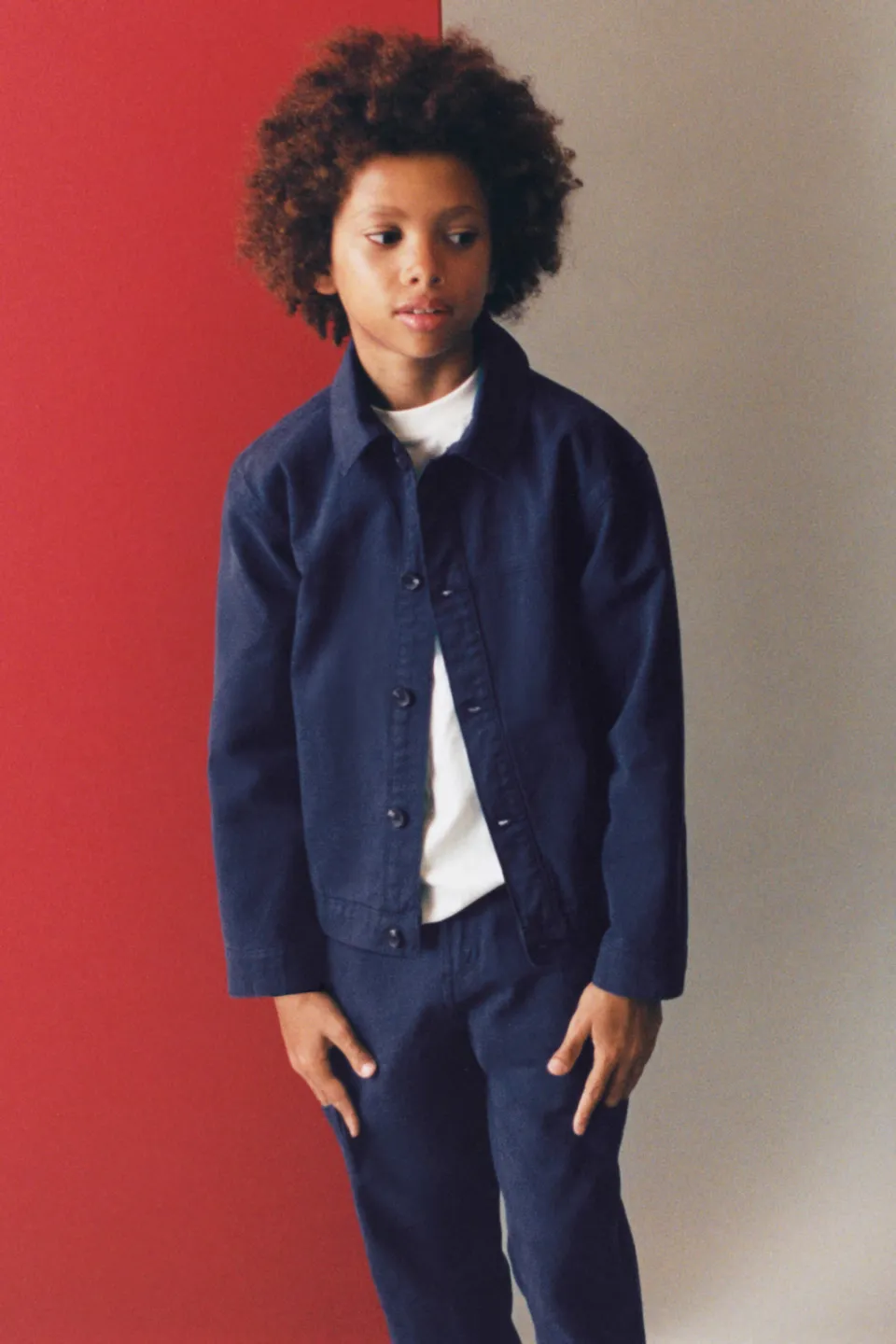 Mango Kids katoenen spijkerjas donkerblauw