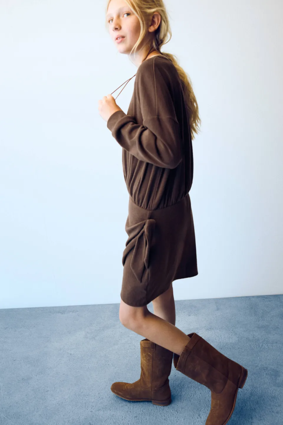 Mango Kids korte sweatjurk bruin, foto 4