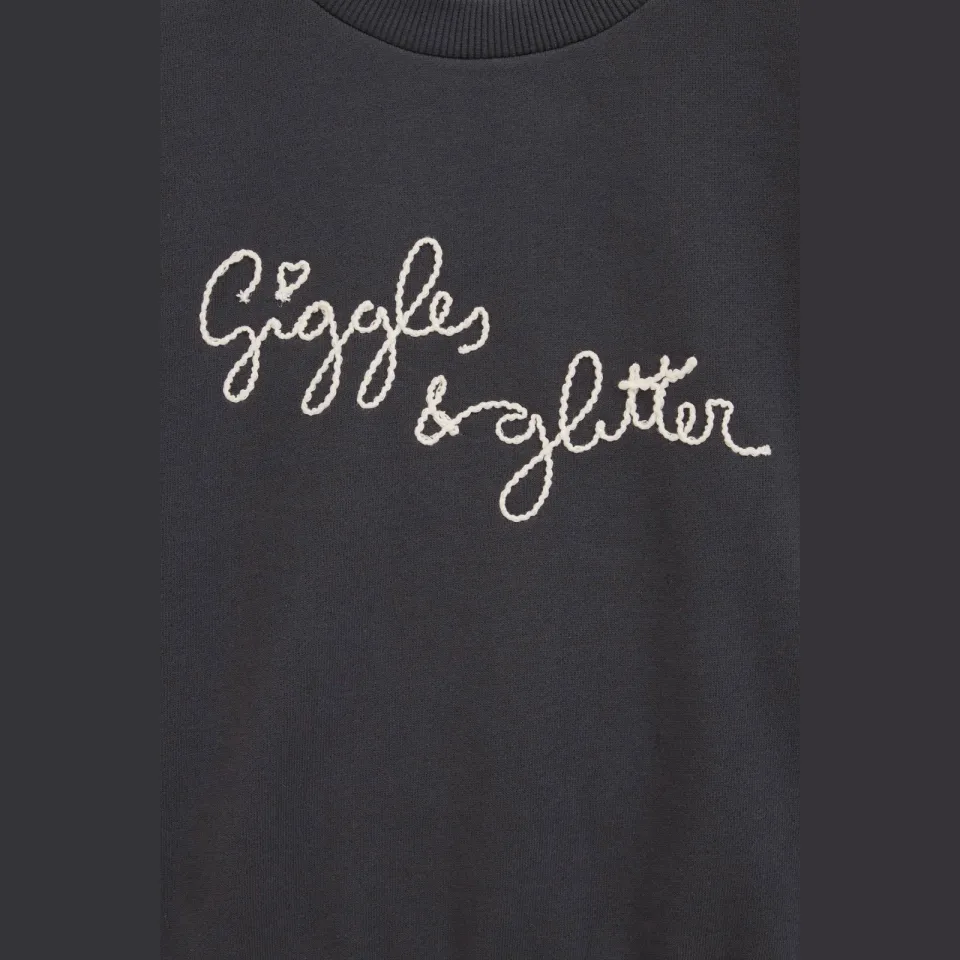 WE Fashion midi sweatjurk met tule donkergrijs wit, foto 7
