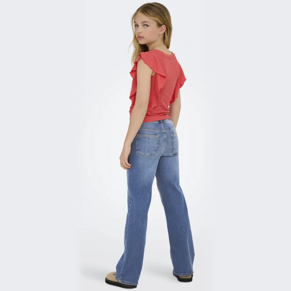 KIDS ONLY GIRL high waist wide leg jeans medium blue denim, foto 4