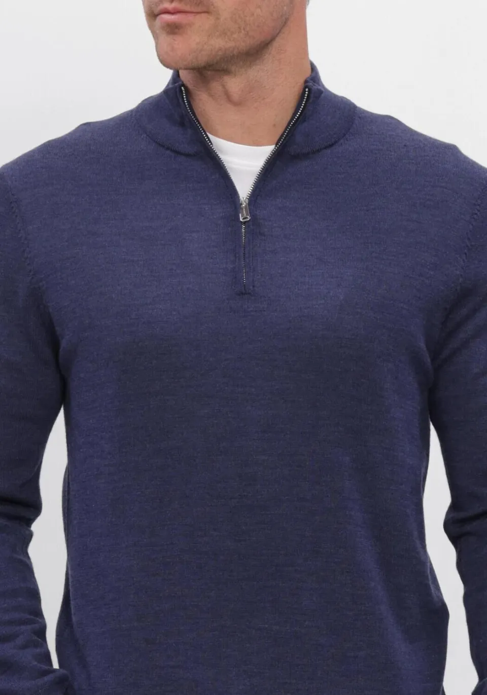 Profuomo Heren Truien & Vesten Pullover Half Zip Extrafine Merino - Donkerblauw, foto 5
