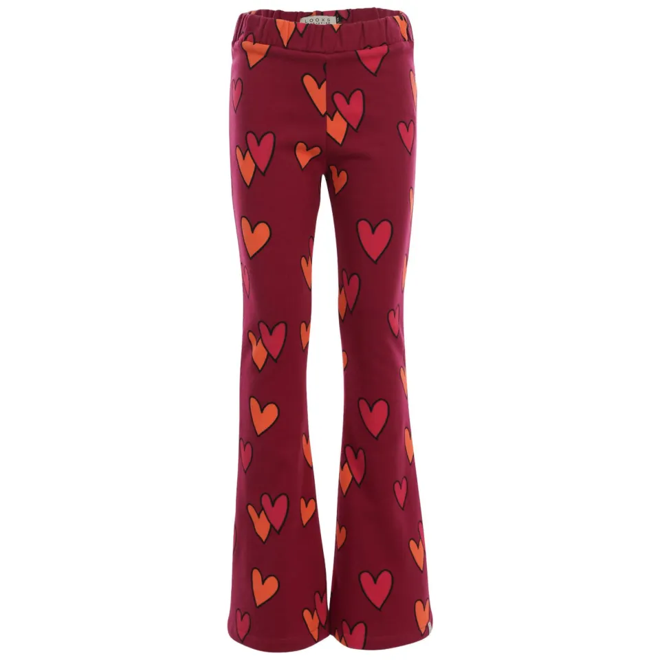 LOOXS little flared broek met hartjes donkerrood, foto 3