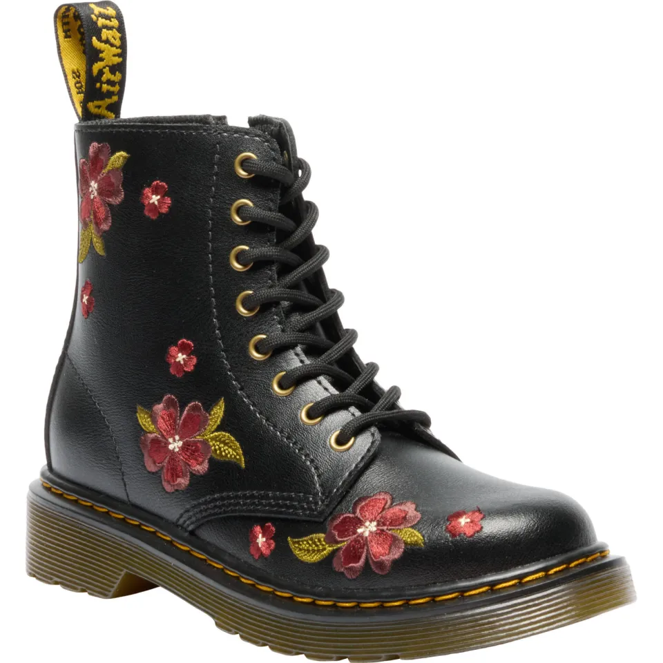 Dr. Martens 1460 Pascal J leren gebloemde enkelboots met borduursels - zwart, foto 2