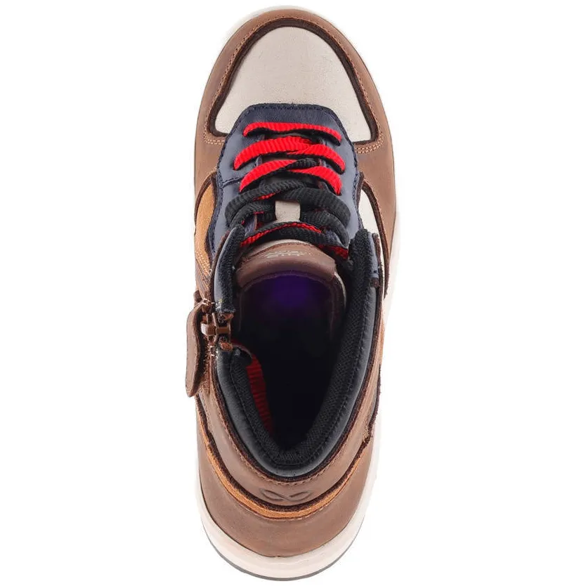 Hip leren sneakers - bruin/cognac/ecru, foto 2