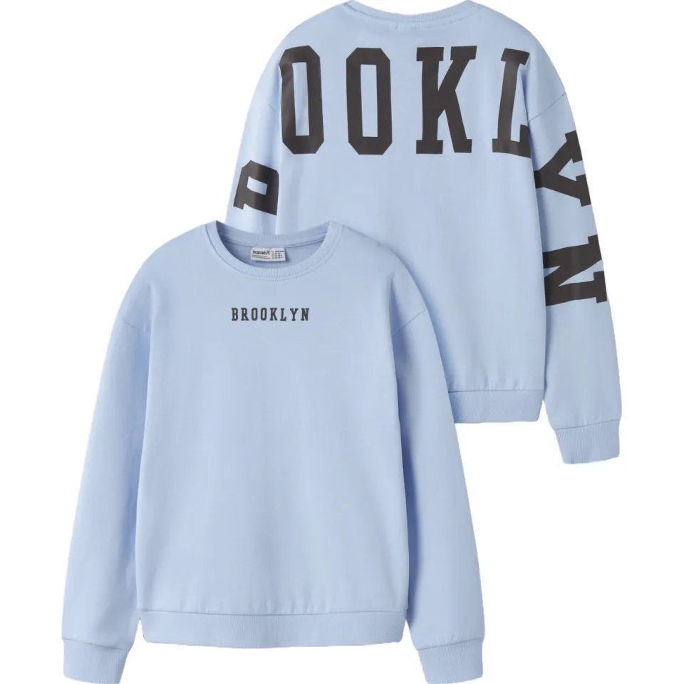 NAME IT KIDS relaxed fit sweater met backprint - lichtblauw, foto 3