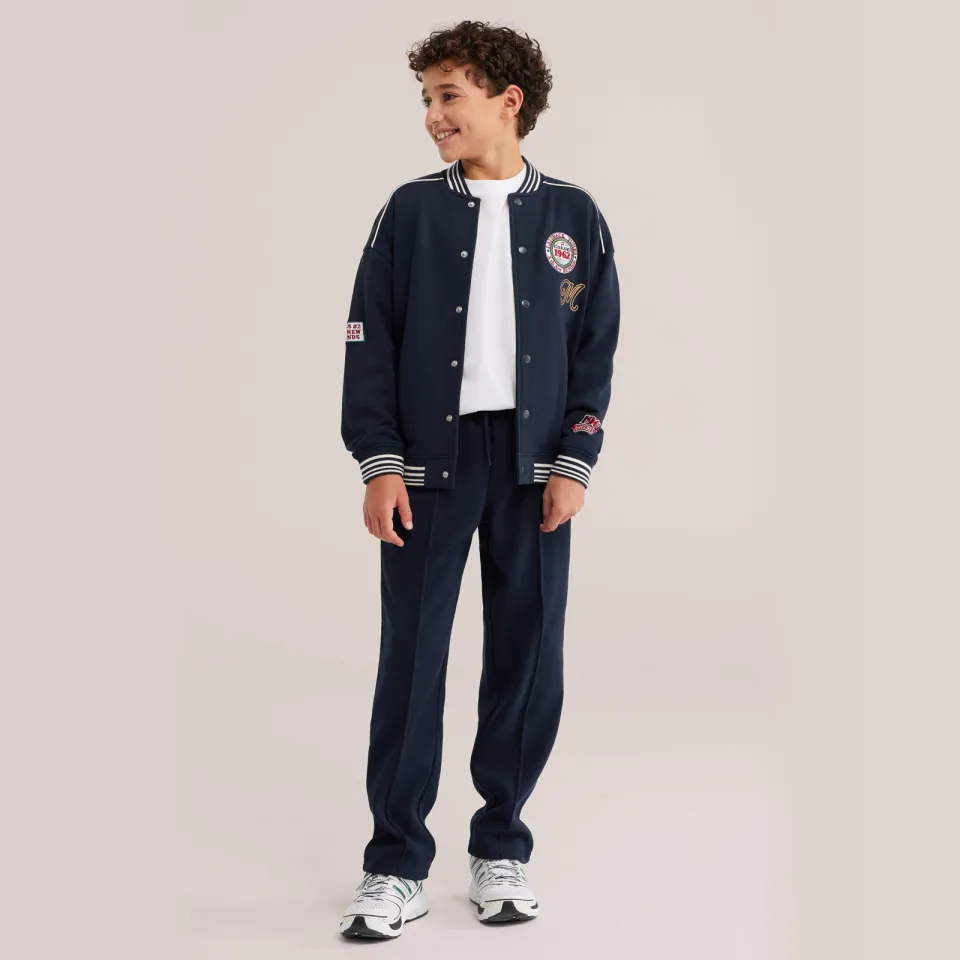 WE Fashion corduroy tapered joggingbroek donkerblauw