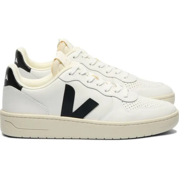 Veja V-10 leren sneakers - wit/zwart