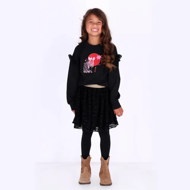 B.Nosy Tilsa rechtvallende longsleeve met ruches zwart