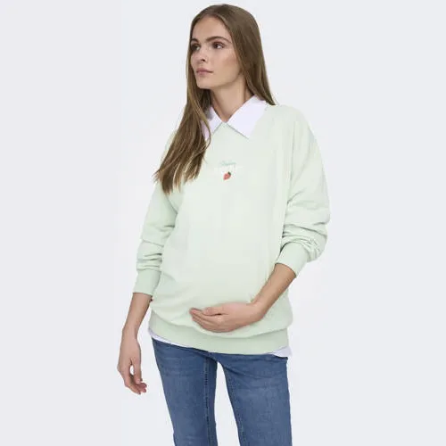 Only MATERNITY zwangerschaps sweater met backprint groen, foto 3