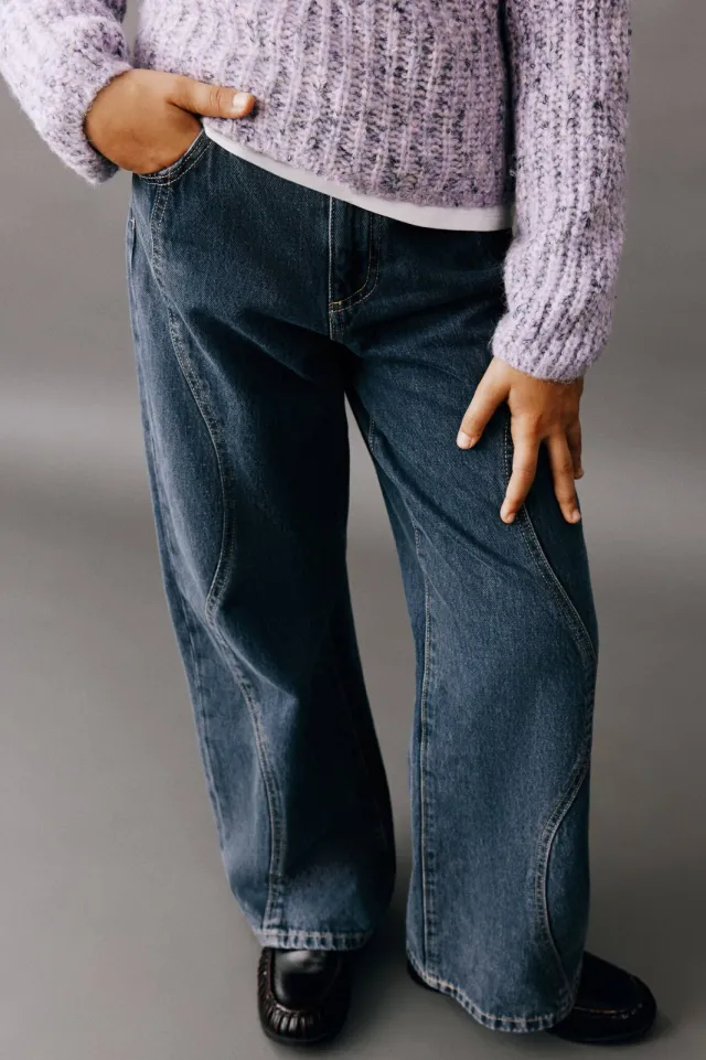 Mango Kids wide leg jeans - changeant blauw, foto 5