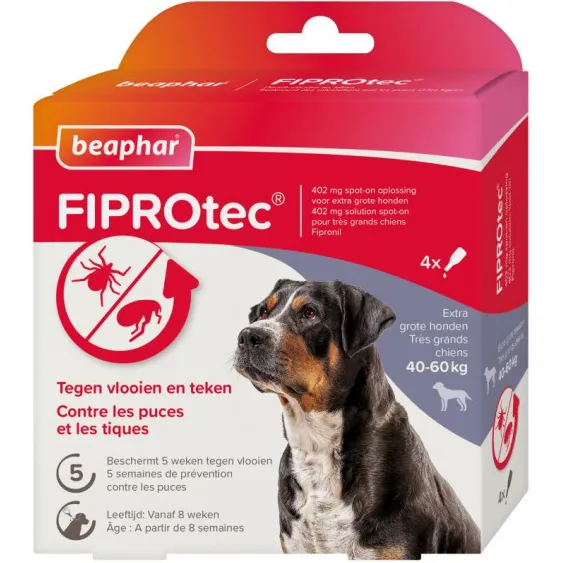 Beaphar Fiprotec Spot-On voor honden van 40 tot 60 kg 4 pipetten