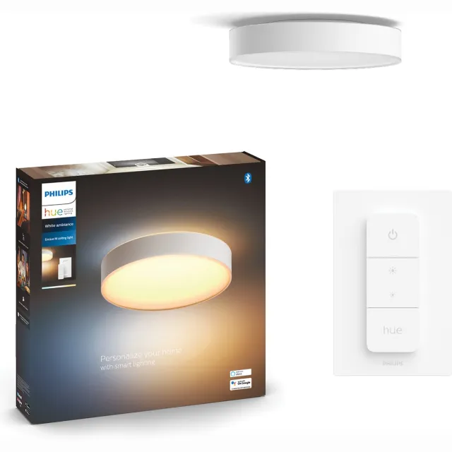 Philips Hue Plafondlamp Enrave Wit ⌀38cm 19,2w Met Hue Dimmer Switch, foto 2