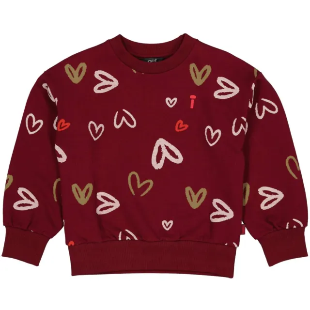 QPI sweater met hartjes - donkerrood