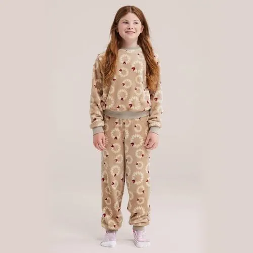 WE Fashion junior pyjama met print beige, foto 3