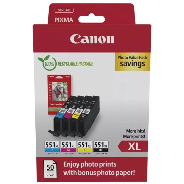 Canon Ink 6443B008 / CLI-551XL XL Multip Zwart