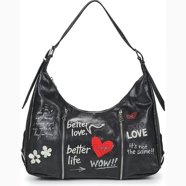 Desigual Wow Heaven maxi schoudertas zwart