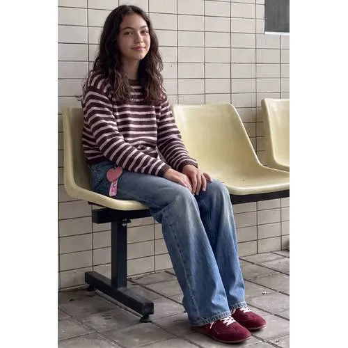 JJXX GIRL gebreide gestreepte trui - bruin/lichtroze, foto 4