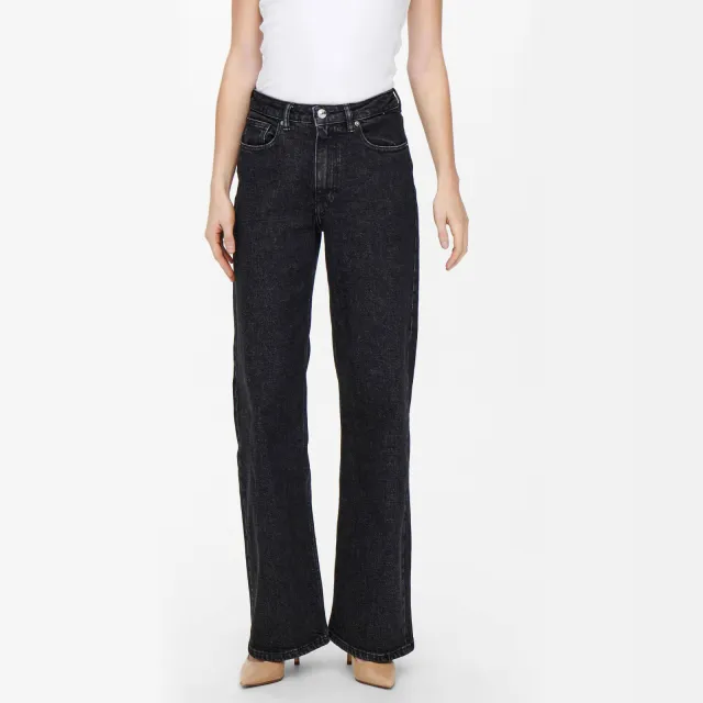 Only high waist wide leg jeans ONLJUICY black denim, foto 2