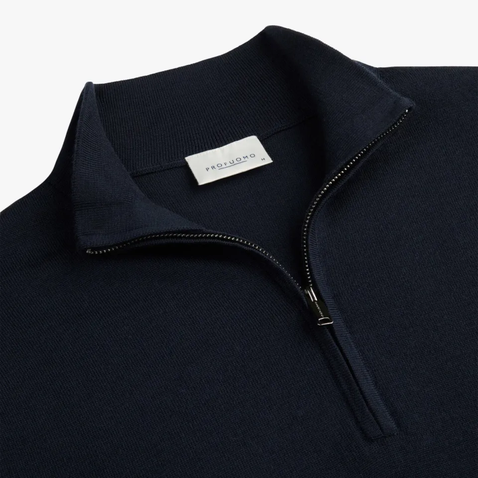 Profuomo wollen regular fit gebreide trui - donkerblauw, foto 6