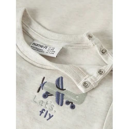 NAME IT BABY rechtvallende sweater met borduursels en print - beige Printopdruk, foto 3