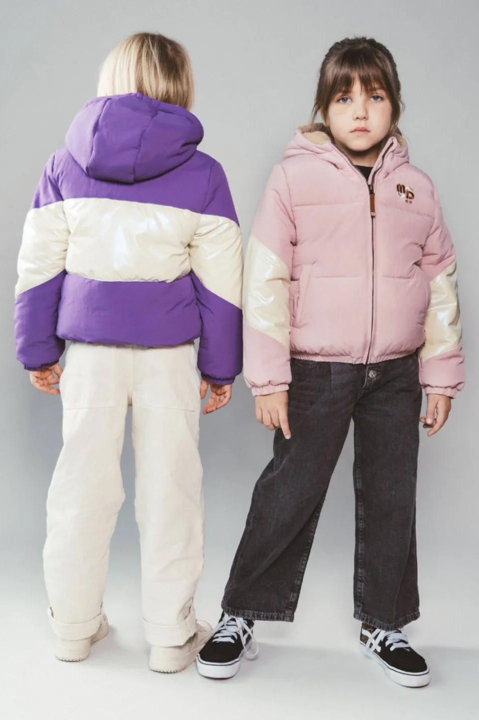 Moodstreet gewatteerde winterjas paars offwhite, foto 4