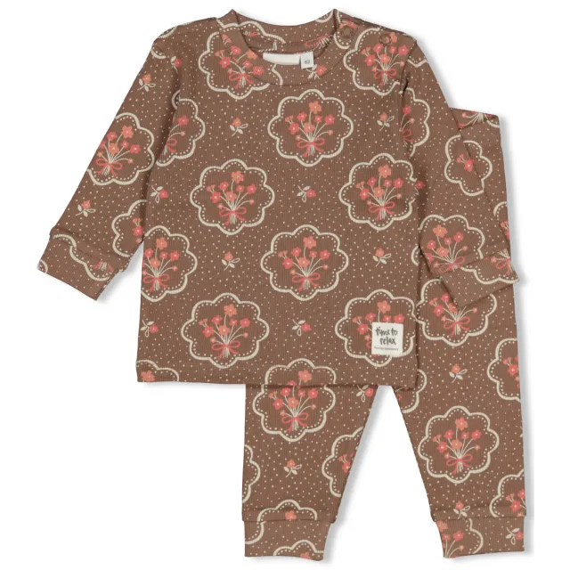 Feetje gebloemde pyjama bruin, foto 2