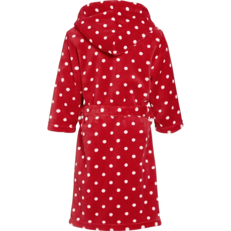 Playshoes fleece badjas Dots met stip dessin rood/wit, foto 3