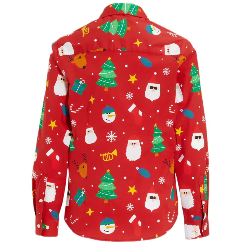 OppoSuits overhemd Festivity met all over print rood/multicolor, foto 4