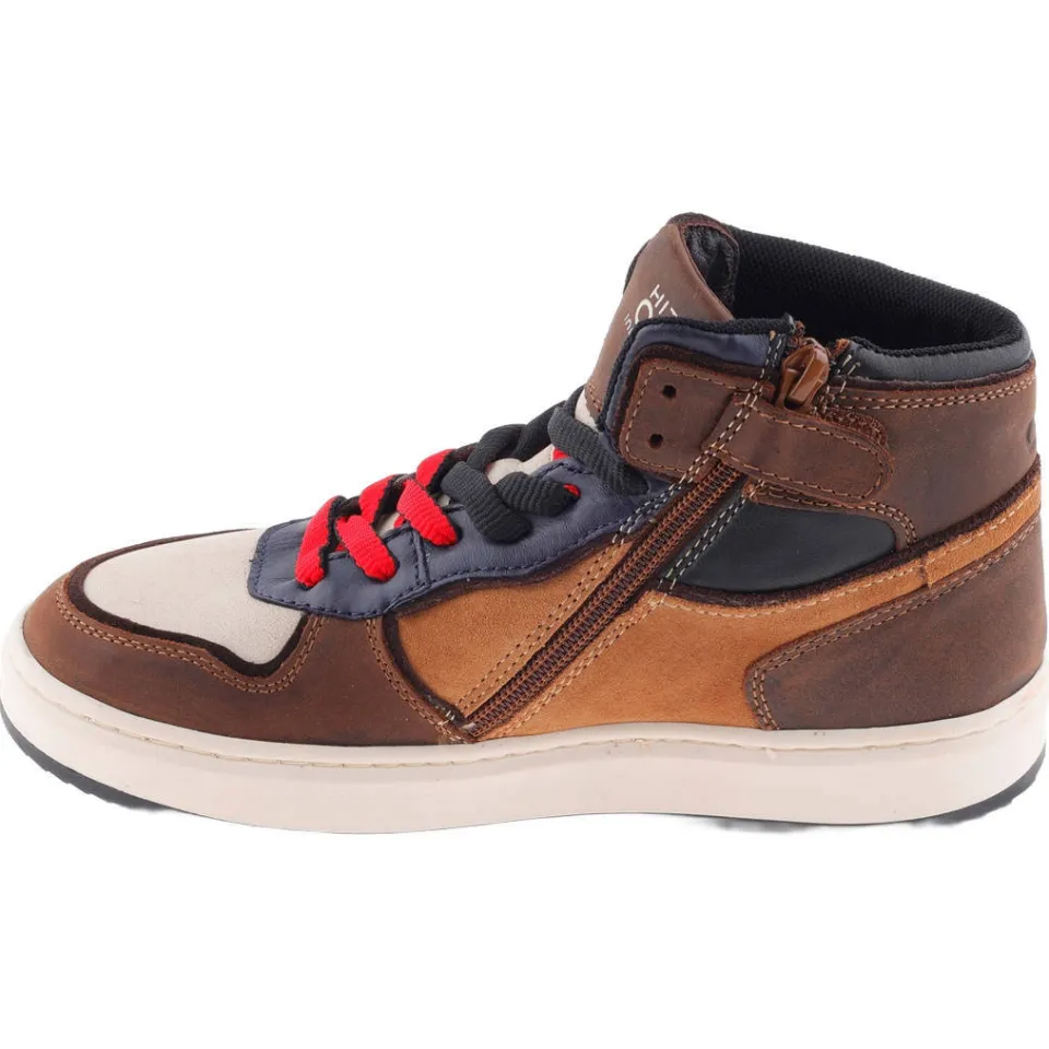 Hip leren sneakers - bruin/cognac/ecru, foto 5