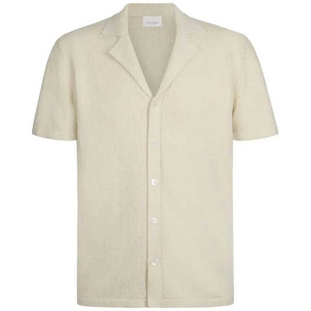 Profuomo regular casual overhemd ecru fijn gebreid beige