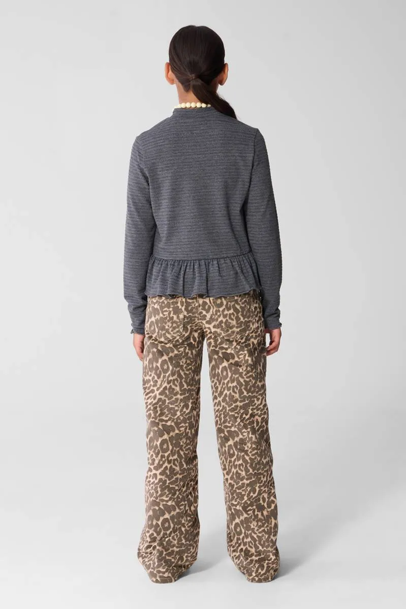 Shoeby gestreepte top met peplum grijs, foto 6