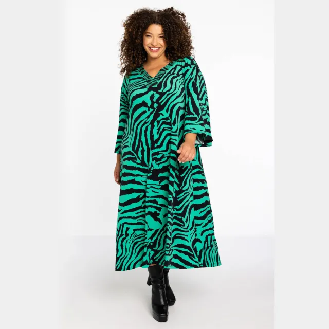 Yoek Verdi jurk groen Groen/zwart