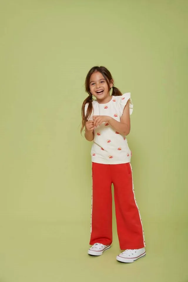 Jubel Salsa Sunset t-shirt ecru met roze Ecru/roze