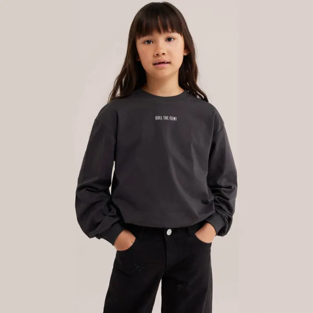 WE Fashion sweater met backprint - antraciet