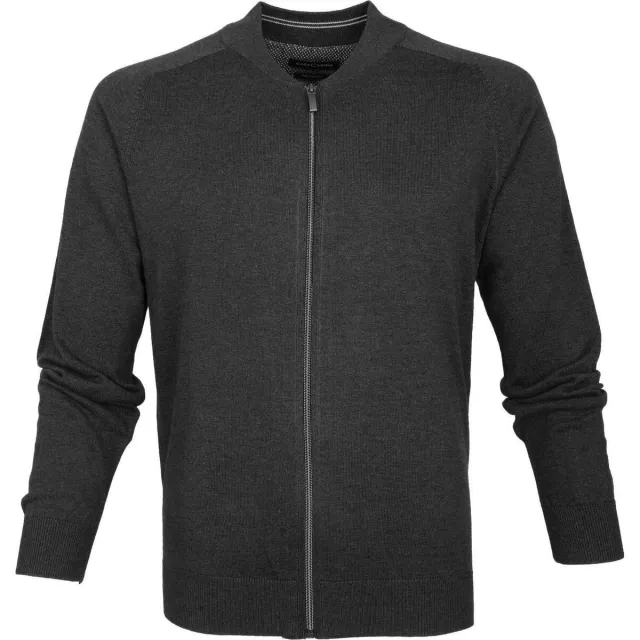 Casa Moda Vest Casamoda Vest Zip Donkergrijs antraciet