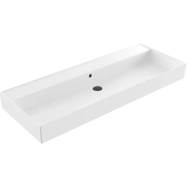 Sanilux Wastafel Sanilux Edge Keramiek 120 Enkele Wasbak 0 Kraangaten Glans Wit