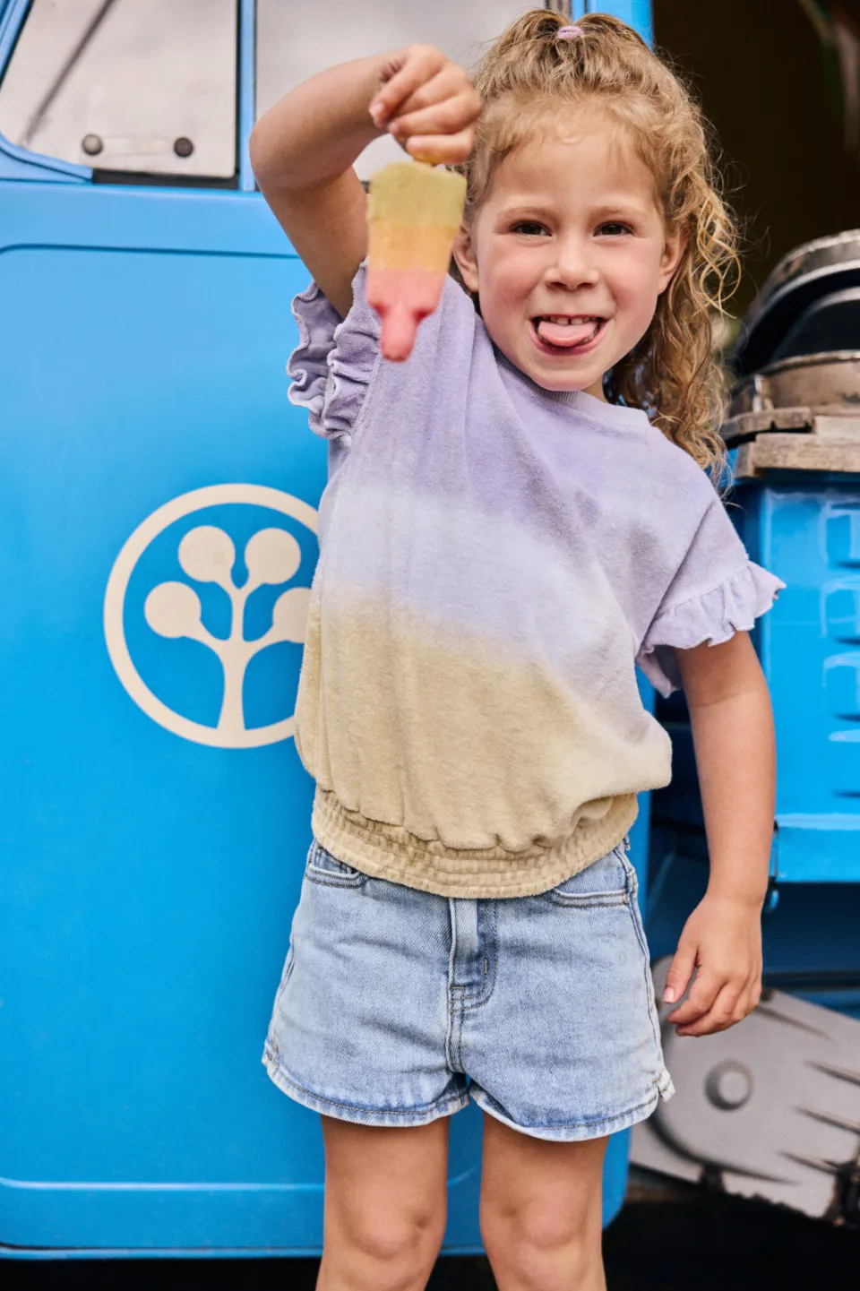 Daily7 T-shirt lila geel Lila/geel