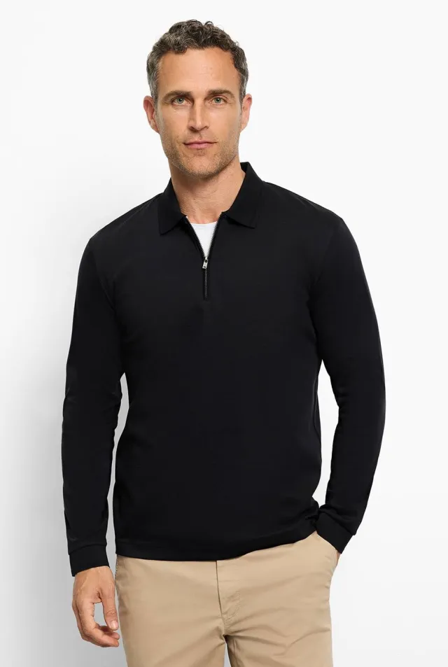 Olymp regular fit interlock polo - zwart