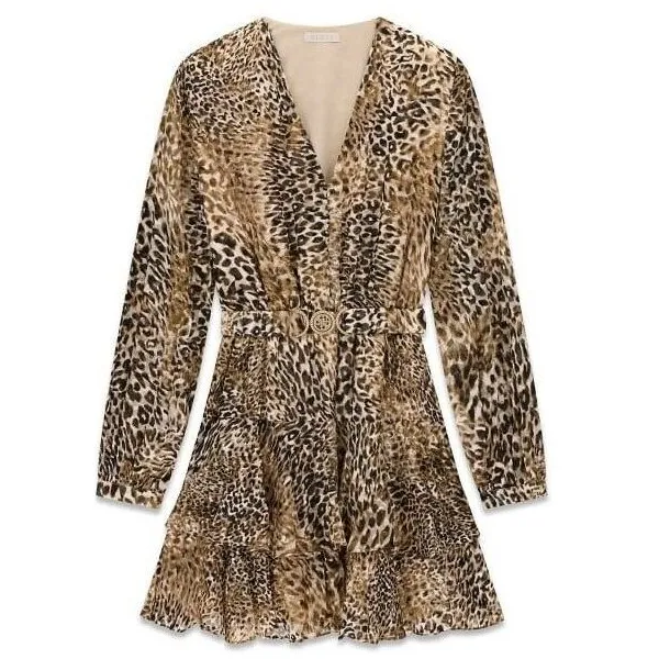 Guess CLARISSE mini-jurk lichtbruin, foto 3