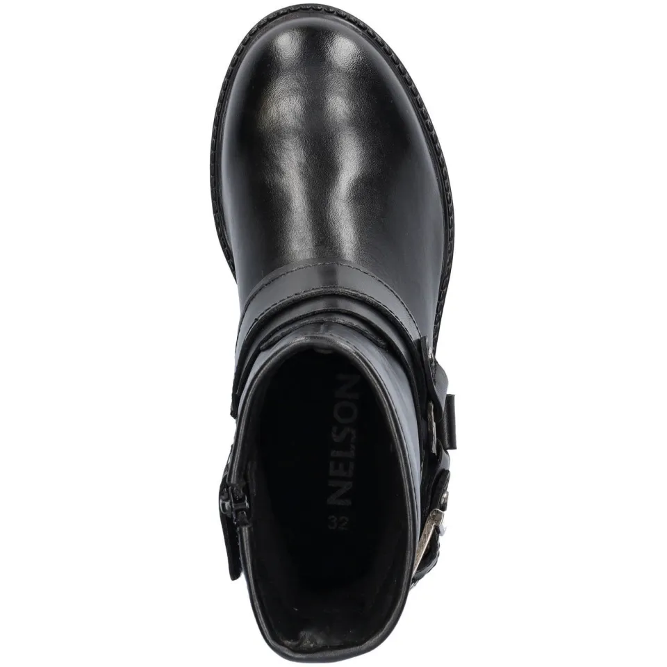 Nelson Kids leren bikerboots zwart, foto 2