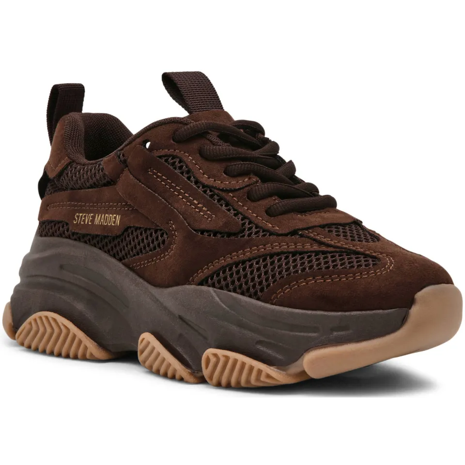 Steve Madden chunky suèdelook sneakers - donkerbruin, foto 3