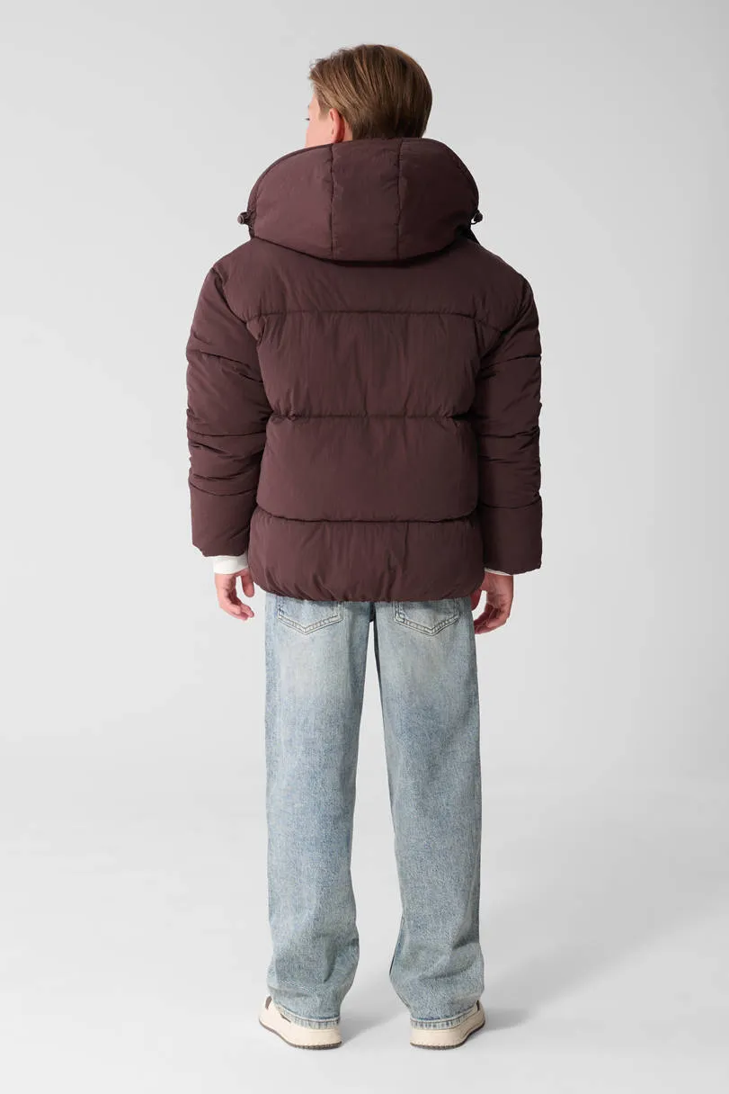 Shoeby winter pufferjas donkerbruin, foto 6