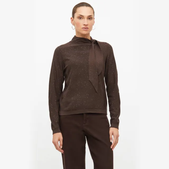 S.Oliver BLACK LABEL gebreide trui met glitters en wol - donkerbruin