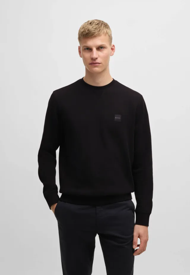 Boss sweater Westart met logo black Zwart