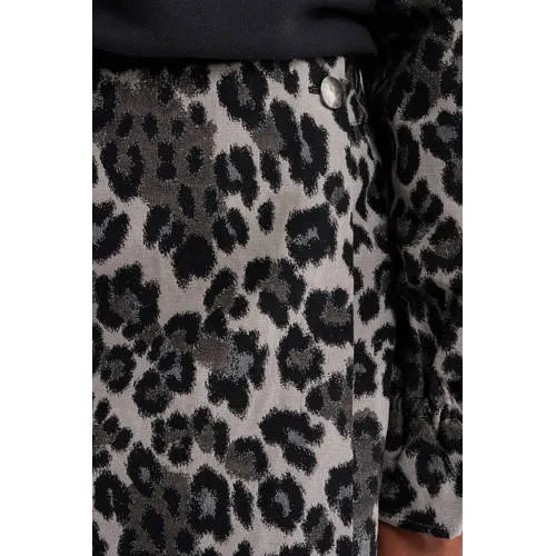 WE Fashion korte rok met panterprint grijs/ecru, foto 5