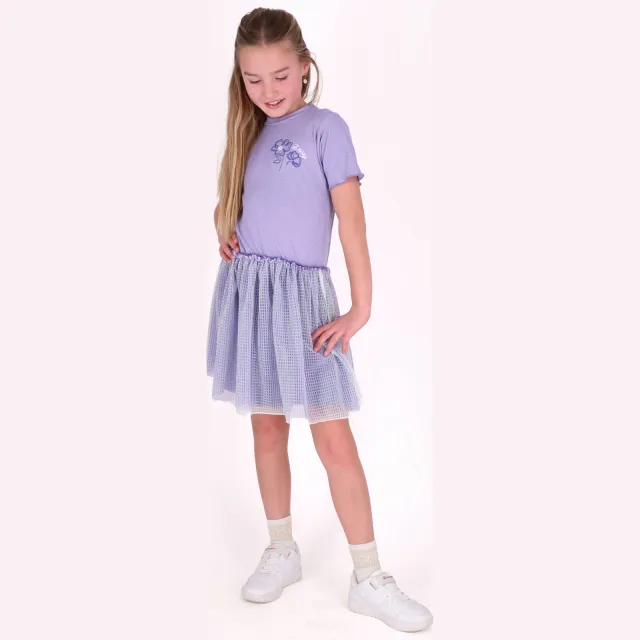 B.Nosy midi jurk met stippen lila