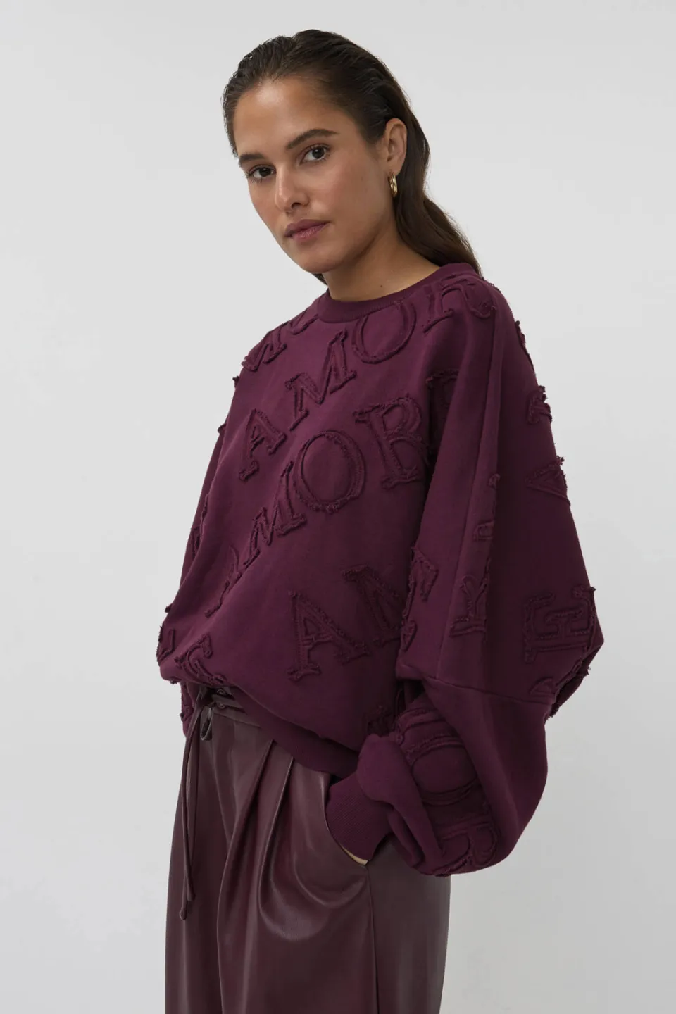 AMAYA Amsterdam katoenen sweater met print - donkerrood, foto 4