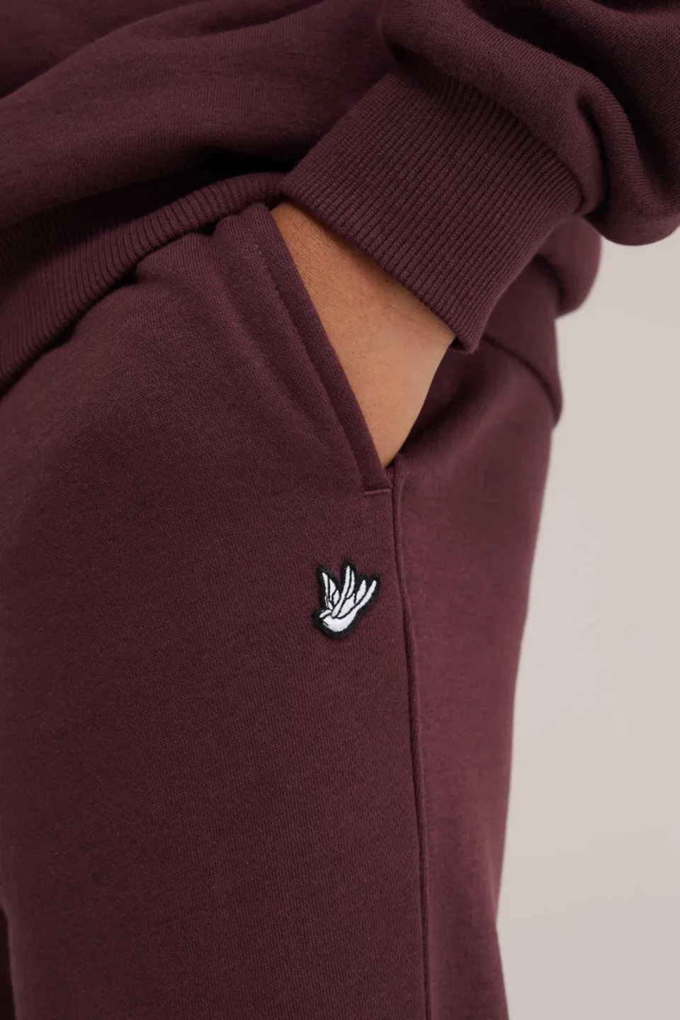 WE Fashion sweat tapered joggingbroek donkerrood, foto 5